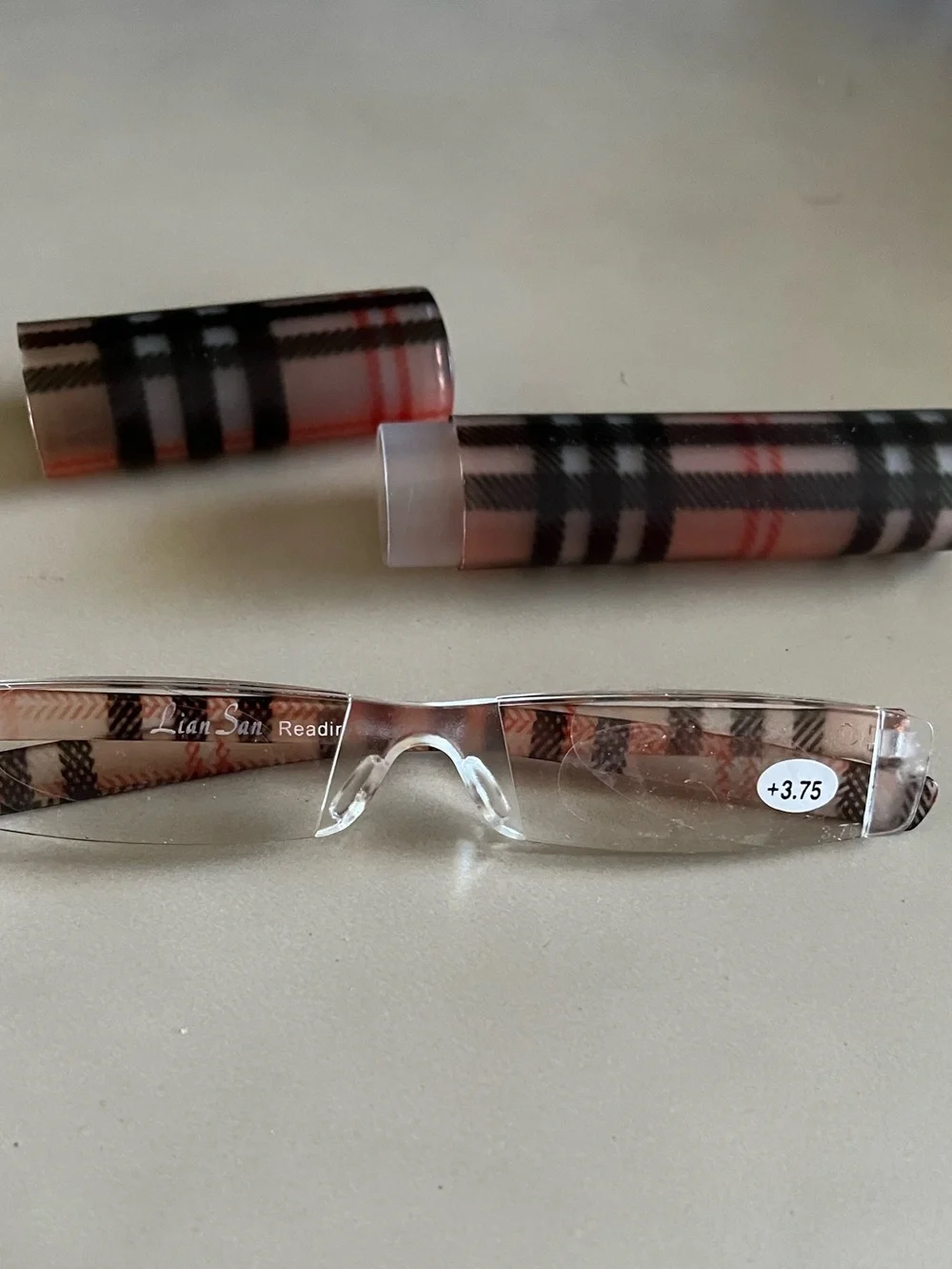 Plaid Reading Glasses - Pink/Brown Plaid